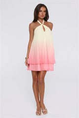 Setting Days Halter Mini Dress Yellow Ombre