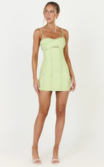 Sweetheart Tie Back Scallop Detail Dress in Pastel Green
